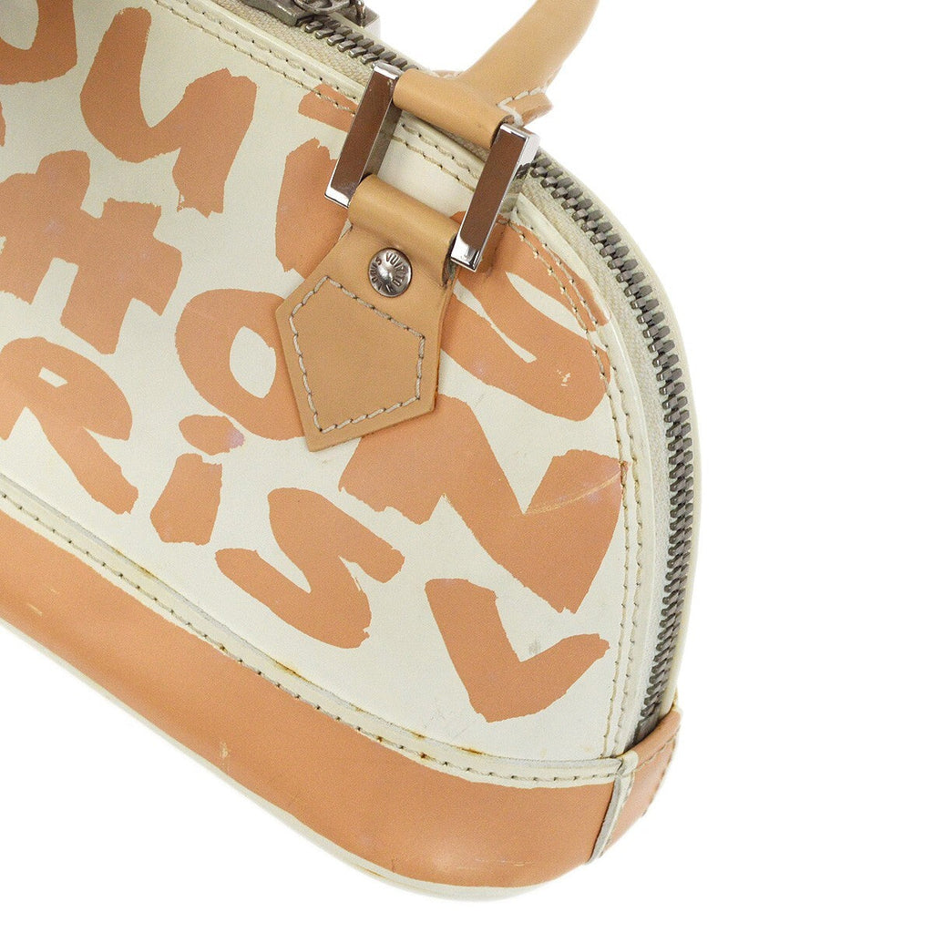 Louis Vuitton Alma Handbag Limited Edition Graffiti Leather Beige Leather Handbag