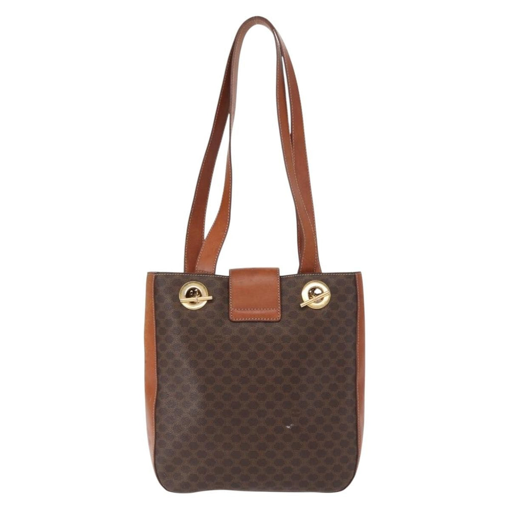 Celine Vintage Macadam Shoulder Bag Canvas And Leather Brown Canvas Shoulder Bag Bag