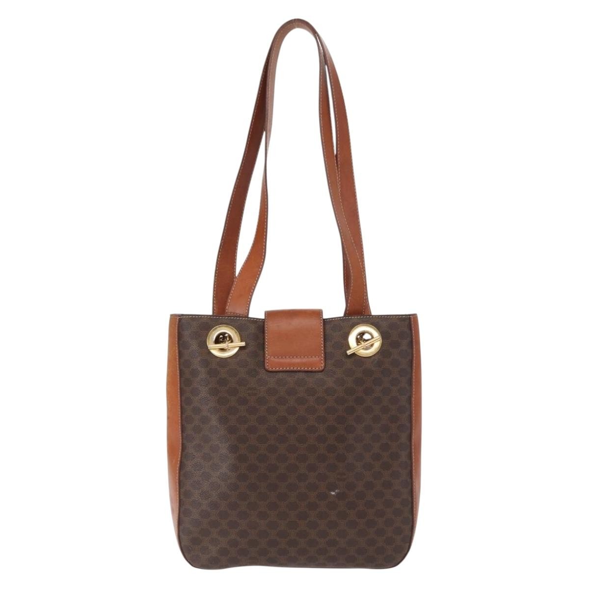 Celine Vintage Macadam Shoulder Bag Canvas And Leather Brown Canvas Shoulder Bag Bag