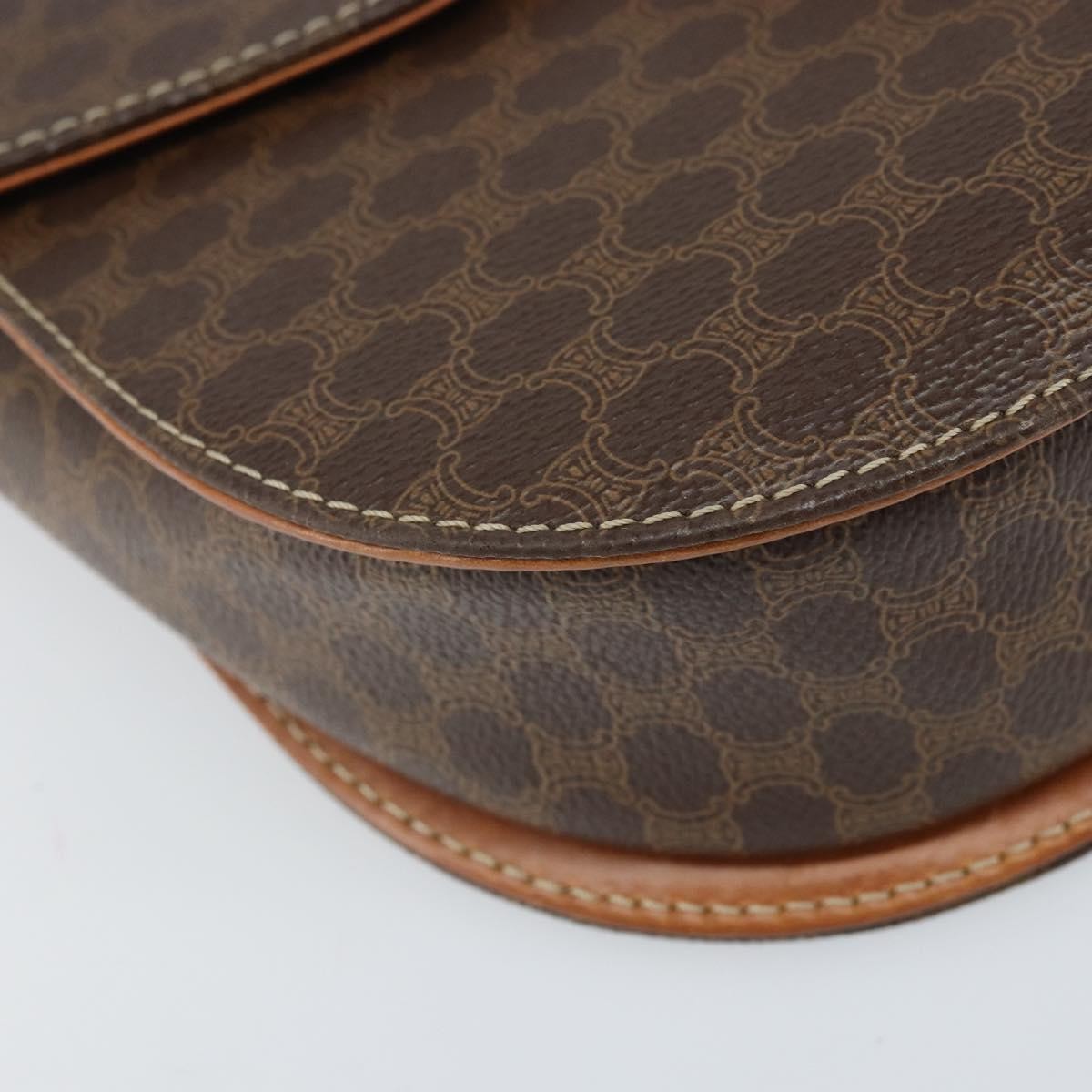 Celine Vintage Macadam Shoulder Bag Canvas And Leather Brown Canvas Shoulder Bag Bag