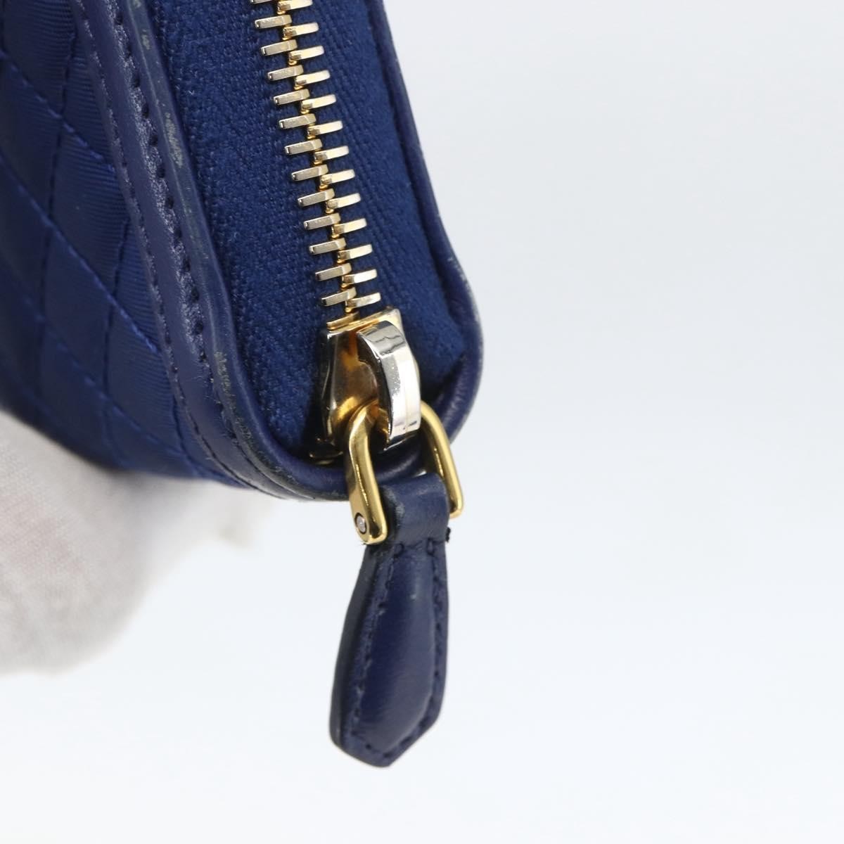 Prada Zip Around Organizer Wallet Saffiano Leather With Applique Blue Leather Wallets Accessory