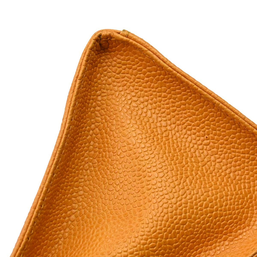 Chanel Vintage Front Pocket Shoulder Bag Leather Orange Leather Shoulder Bag Bag