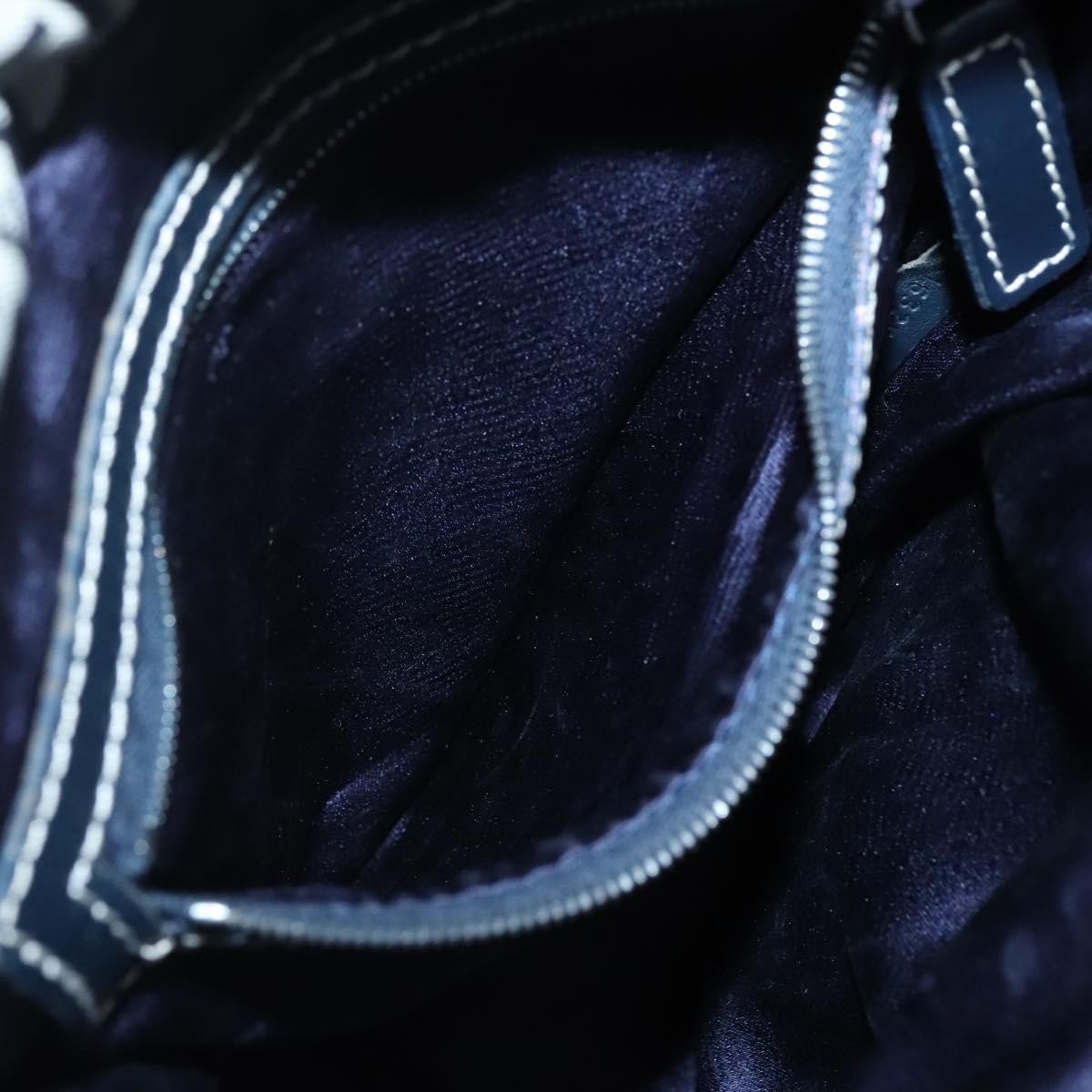 Fendi Ff Logo Mon Tresor Bucket Bag Printed Shearling With Leather Navy Canvas Shoulder Bag Bag