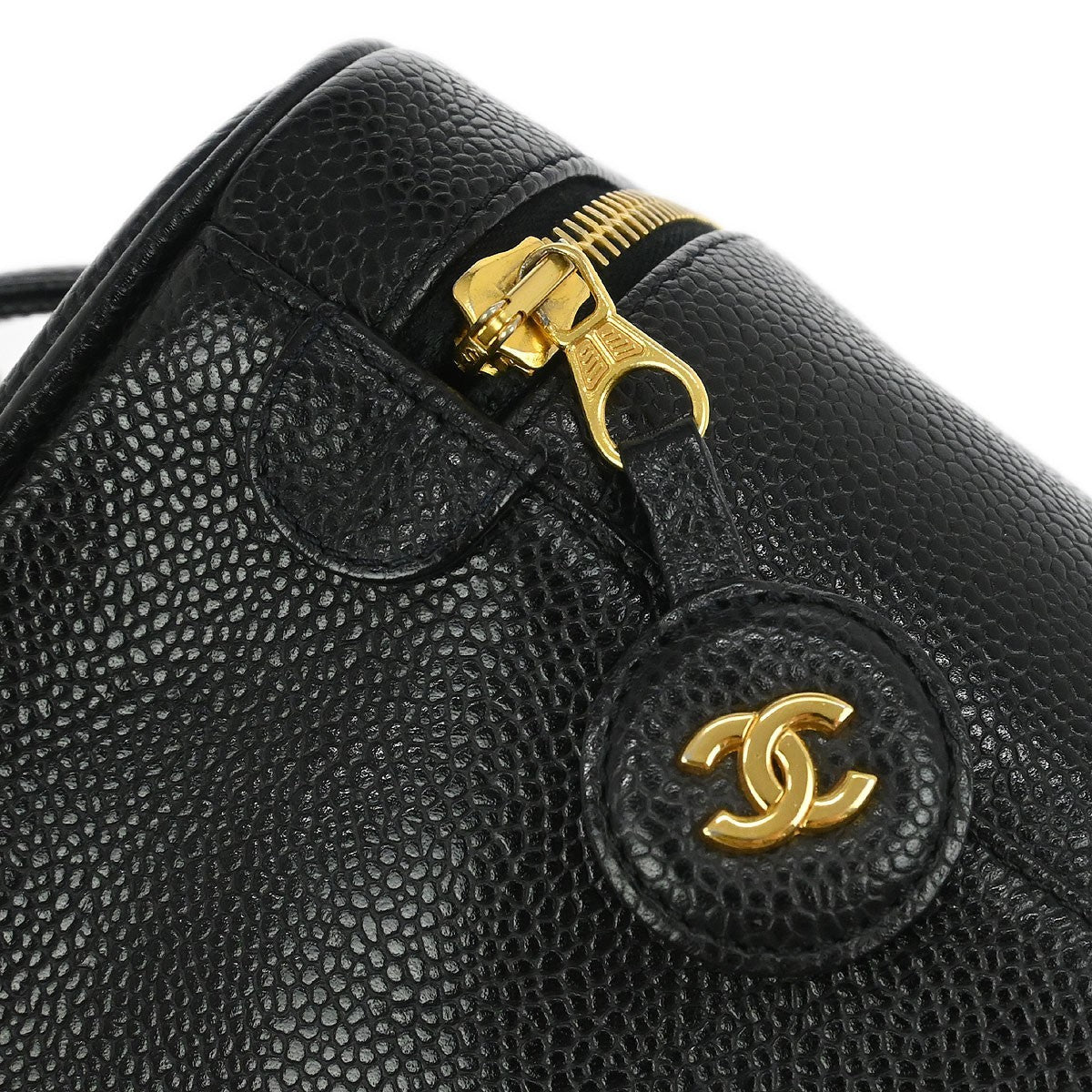 Chanel Vintage Timeless Cosmetic Case Caviar Black Leather Handbag