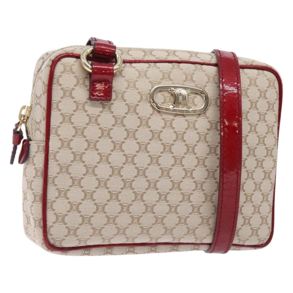 Celine Vintage Macadam Shoulder Bag Canvas Beige Canvas Shoulder Bag Bag
