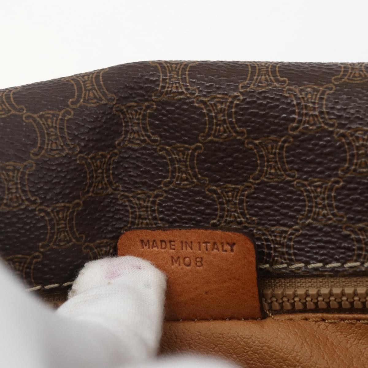 Celine Vintage Macadam Shoulder Bag Canvas Brown Canvas Shoulder Bag Bag