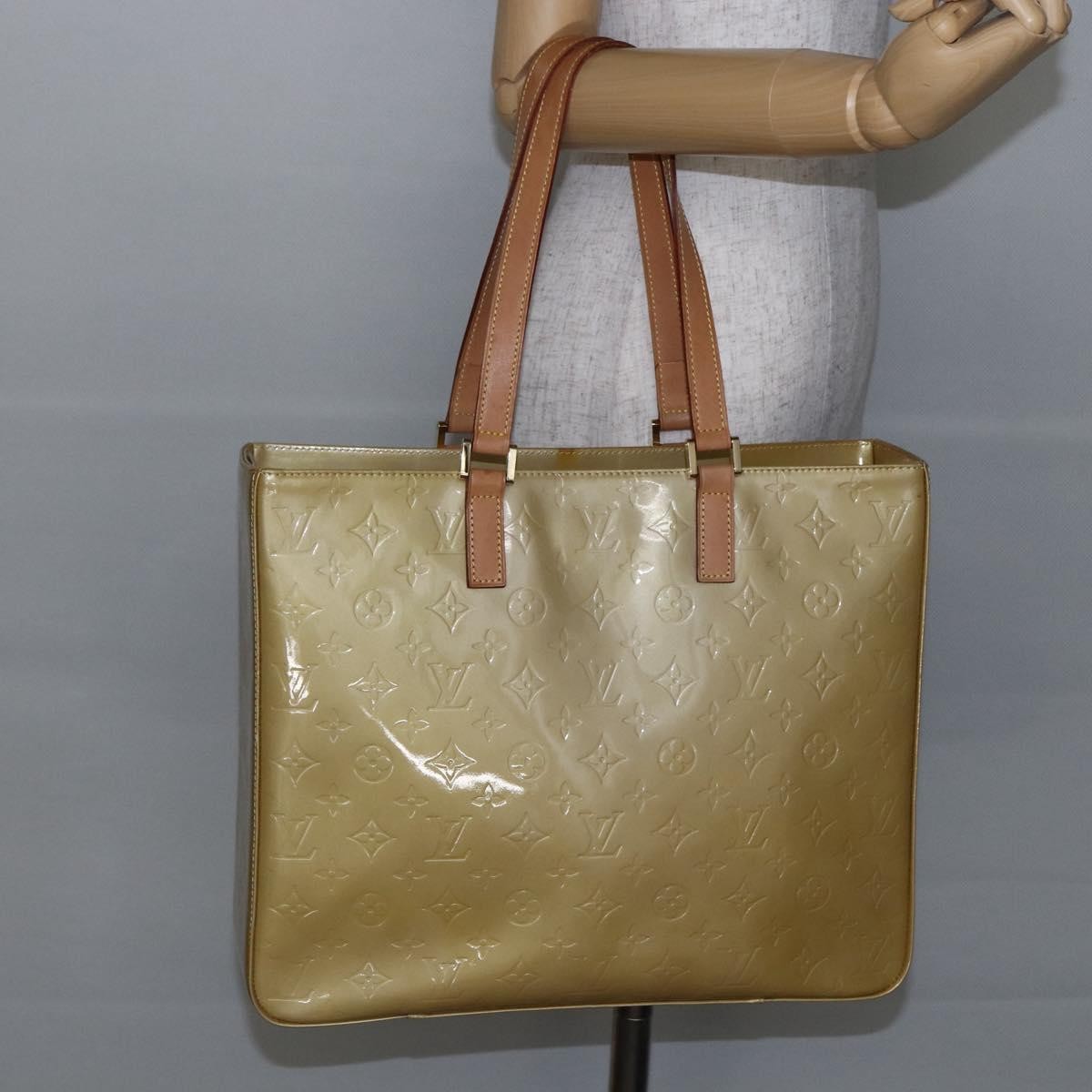 Louis Vuitton Columbus Handbag Monogram Vernis Beige Patent_Leather Tote Bag