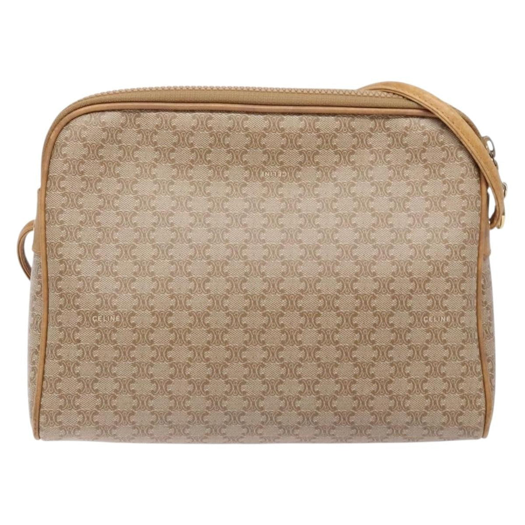 Celine Vintage Macadam Shoulder Bag Canvas And Leather Beige Canvas Shoulder Bag Bag