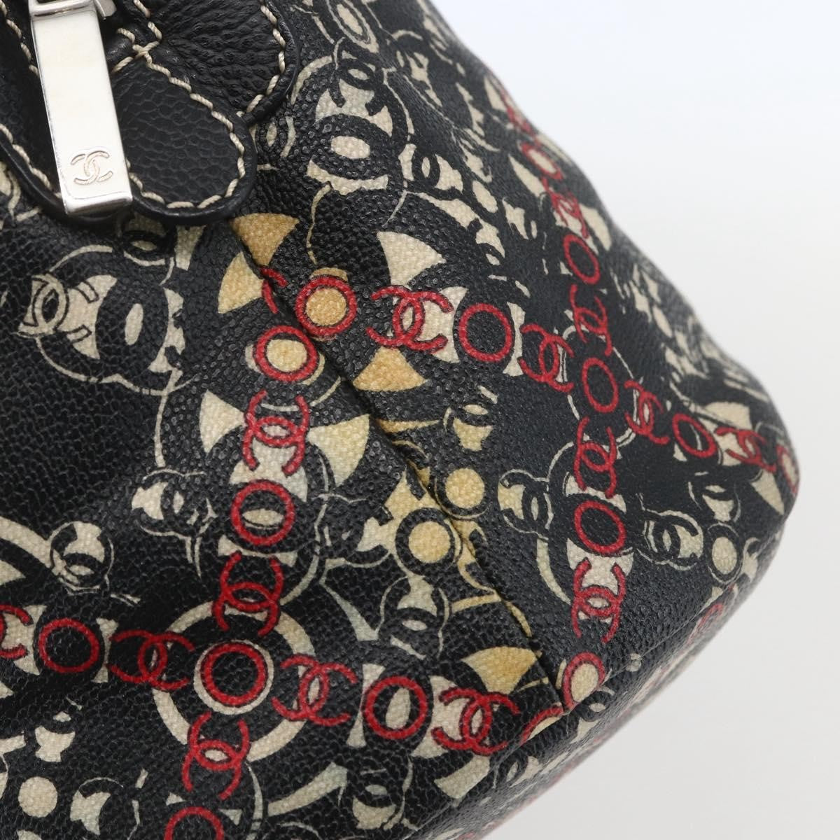 Chanel Optic Coco Bowler Bag Printed Coated Canvas With Caviar Black Pvc Travel Bag Bag