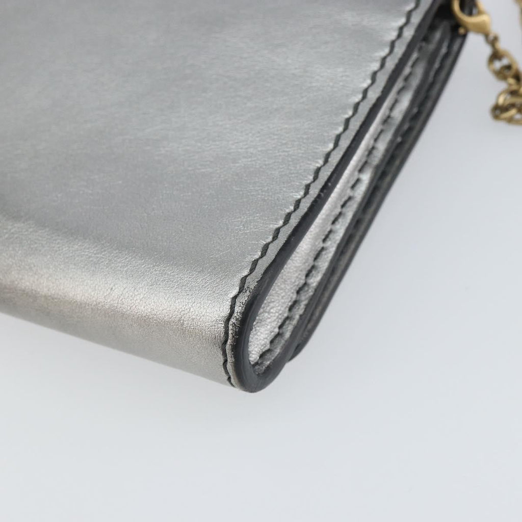 Christian Dior J'adior Croisiere Chain Wallet Leather Silver Leather Clutche & Pouche Bag (Pre-Owned)