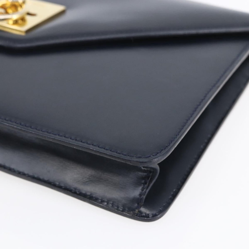 Celine Clutch Bag Leather Navy Leather Clutche & Pouche Bag