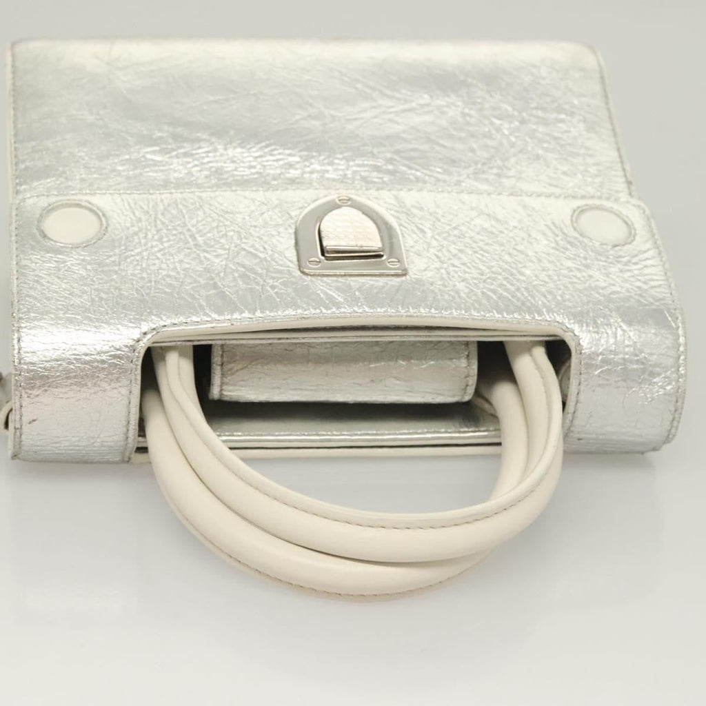 Christian Dior Diorever Bag Leather Silver Leather Bag (Pre-Owned)
