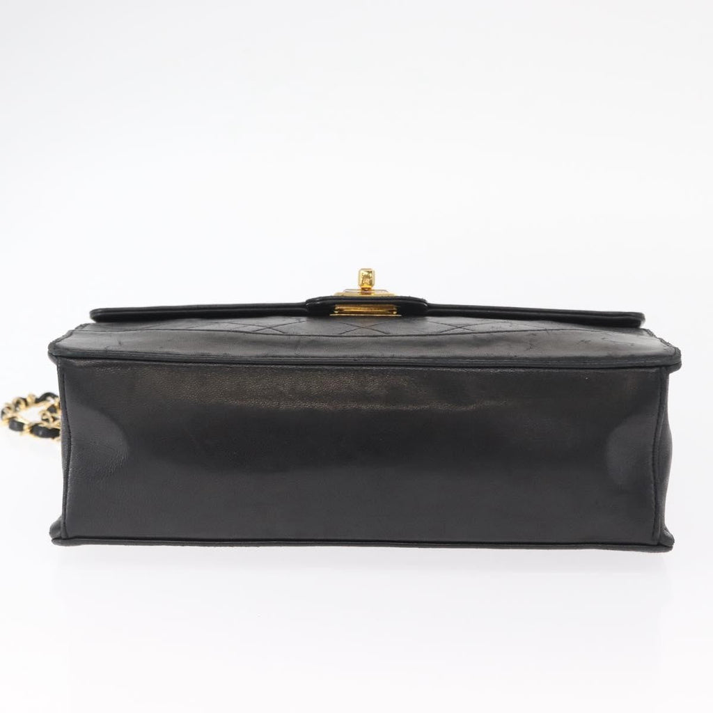 Chanel Vintage Mademoiselle Lock Trapezoid Flap Bag Quilted Lambskin Black Leather Shoulder Bag Bag