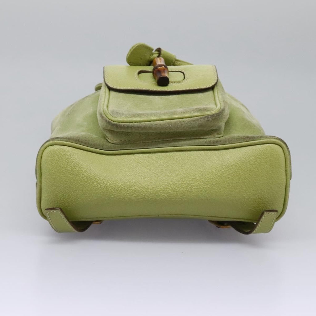 Gucci Gucci Bamboo Backpack Daim Green Suede Backpack Bag (Pre-Owned)