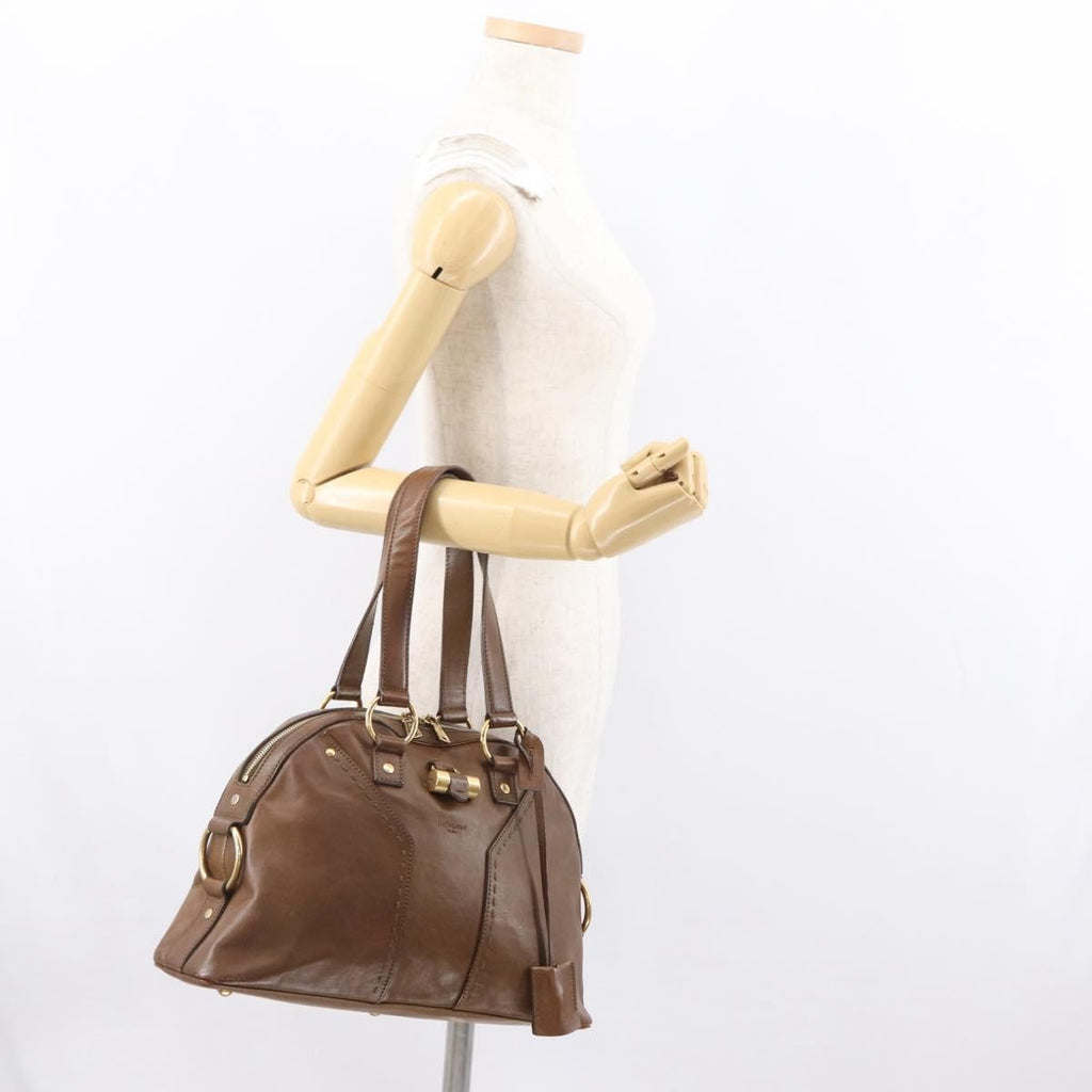 Saint Laurent Muse Dome Bag Leather Brown Leather Handbag (Pre-Owned)