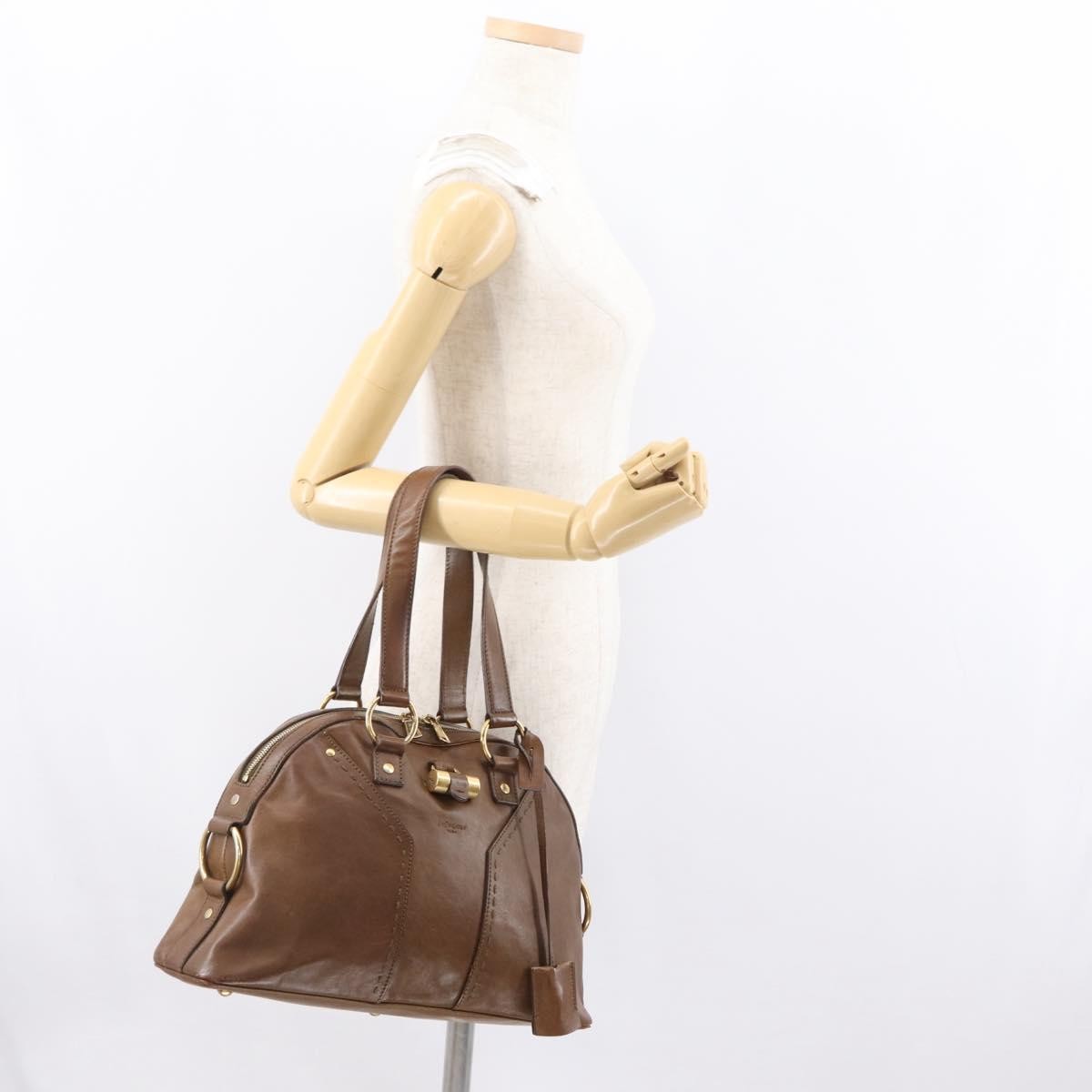 Saint Laurent Muse Dome Bag Leather Brown Leather Handbag (Pre-Owned)