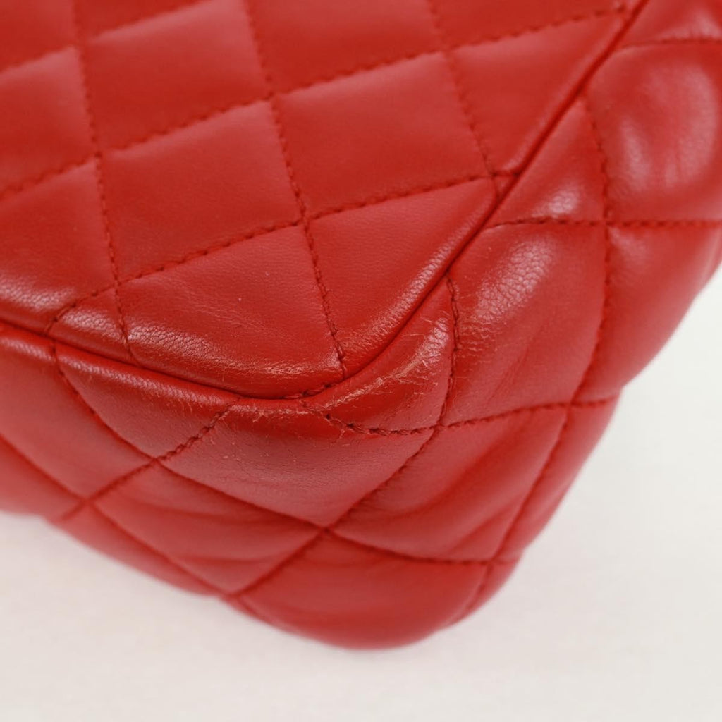 Chanel Two Tone Flap Bag Quilted Lambskin Red Leather Shoulder Bag Bag