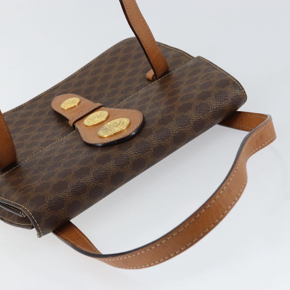 Celine Vintage Macadam Handbag Canvas And Leather Brown Canvas Handbag
