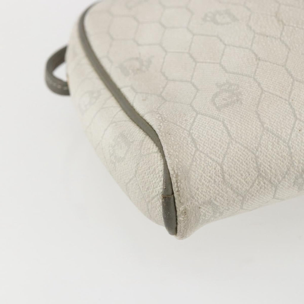 Christian Dior Vintage Honeycomb Shoulder Bag Canvas And Leather White Canvas Shoulder Bag Bag (Pre-Owned)