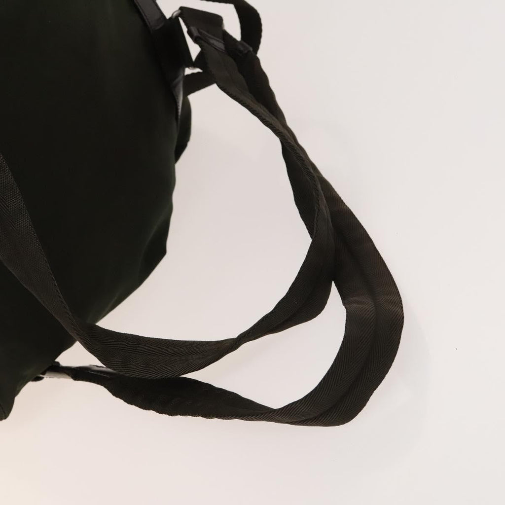Prada Vela Double Front Pocket Backpack Tessuto With Saffiano Leather Khaki Nylon Backpack Bag