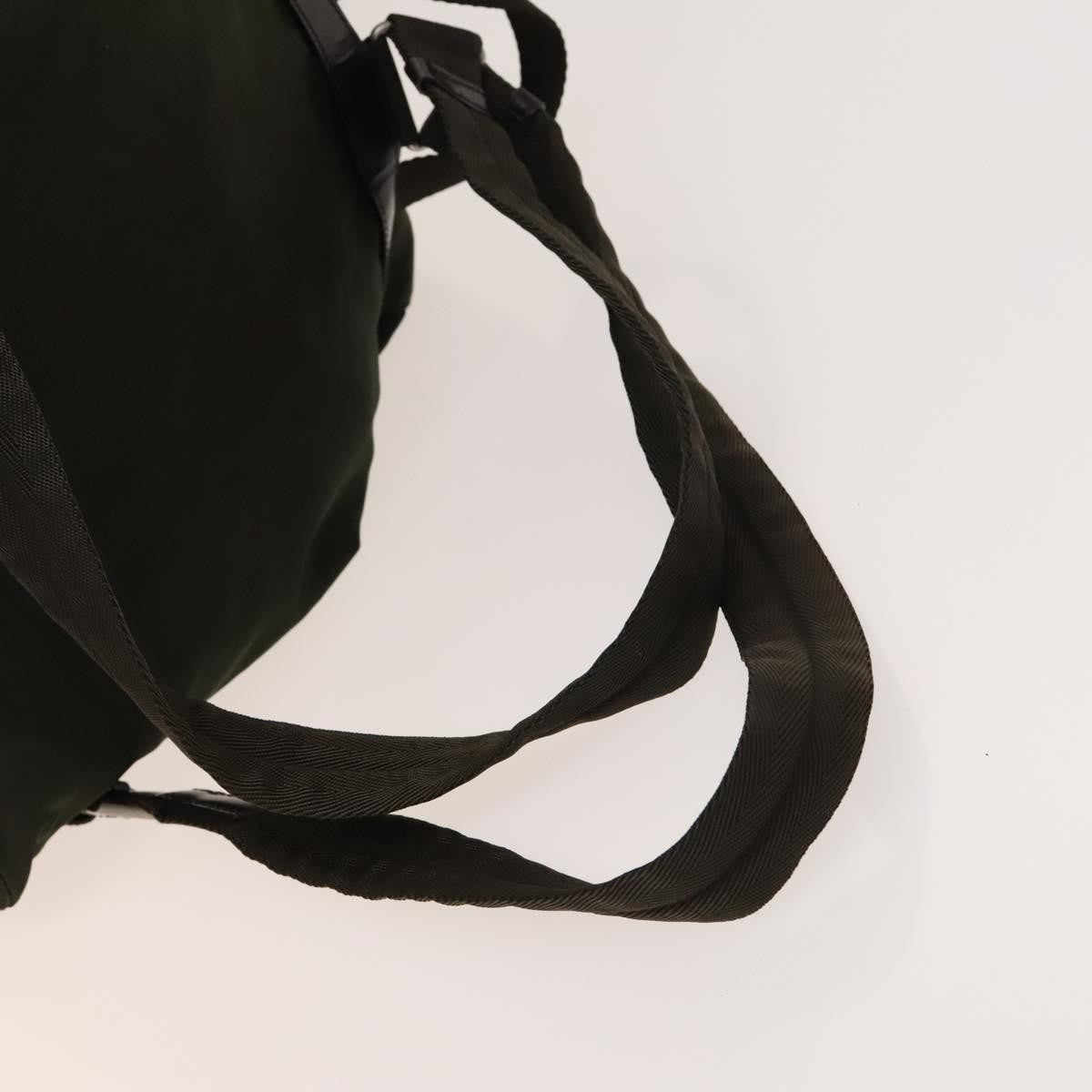 Prada Vela Double Front Pocket Backpack Tessuto With Saffiano Leather Khaki Nylon Backpack Bag