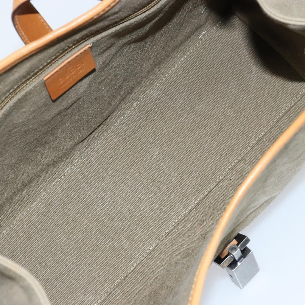 Gucci Vintage Jackie Handbag Canvas Beige Canvas Handbag (Pre-Owned)