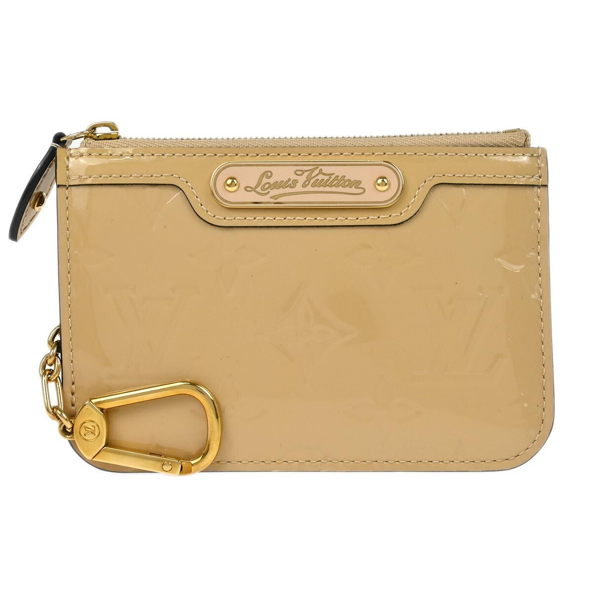 Louis Vuitton Pochette Clés Nm Monogram Vernis Patent Leather Beige Patent_Leather Wallets Accessory