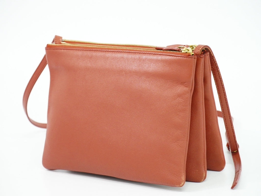Celine Trio Crossbody Bag Leather Red Leather Shoulder Bag Bag