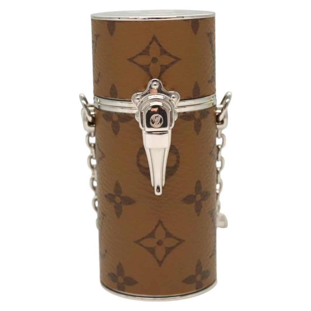Louis Vuitton Lipstick Case On Chain Reverse Monogram Canvas Brown Canvas Clutche & Pouche Bag