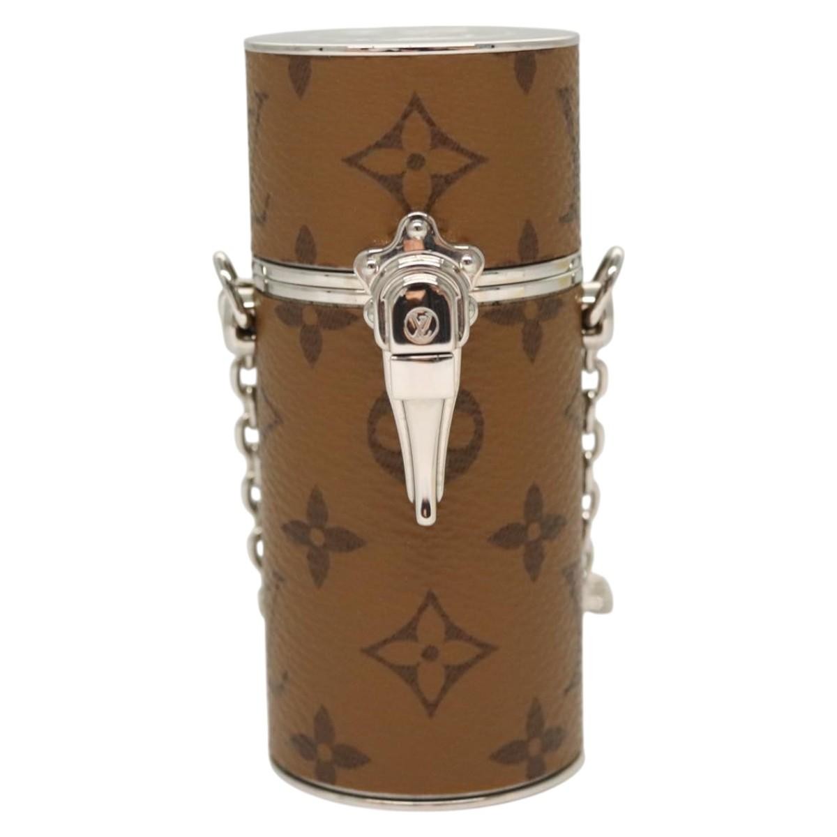 Louis Vuitton Lipstick Case On Chain Reverse Monogram Canvas Brown Canvas Clutche & Pouche Bag