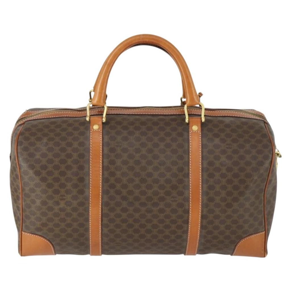 Celine Vintage Duffle Bag Canvas And Leather Brown Canvas Travel Bag Bag
