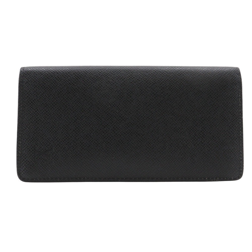 Louis Vuitton Brazza Long Bifold Wallet Taiga Leather Black Leather Wallets Accessory