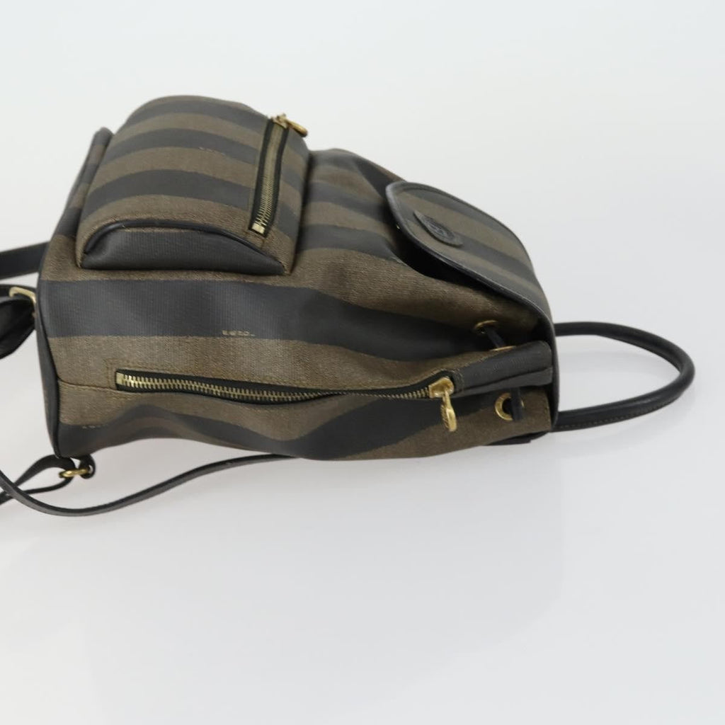 Fendi Pequin Front Pocket Backpack Coated Canvas Brown Pvc Backpack Bag