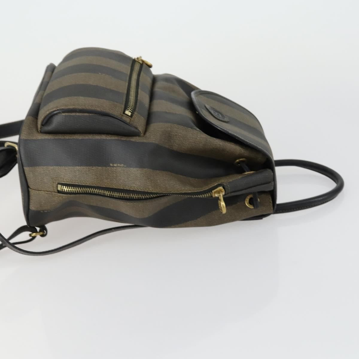 Fendi Pequin Front Pocket Backpack Coated Canvas Brown Pvc Backpack Bag