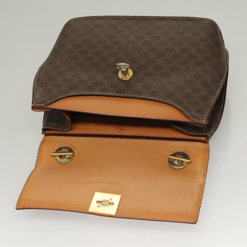 Celine Macadam Handbag Macadam With Leather Brown Canvas Handbag