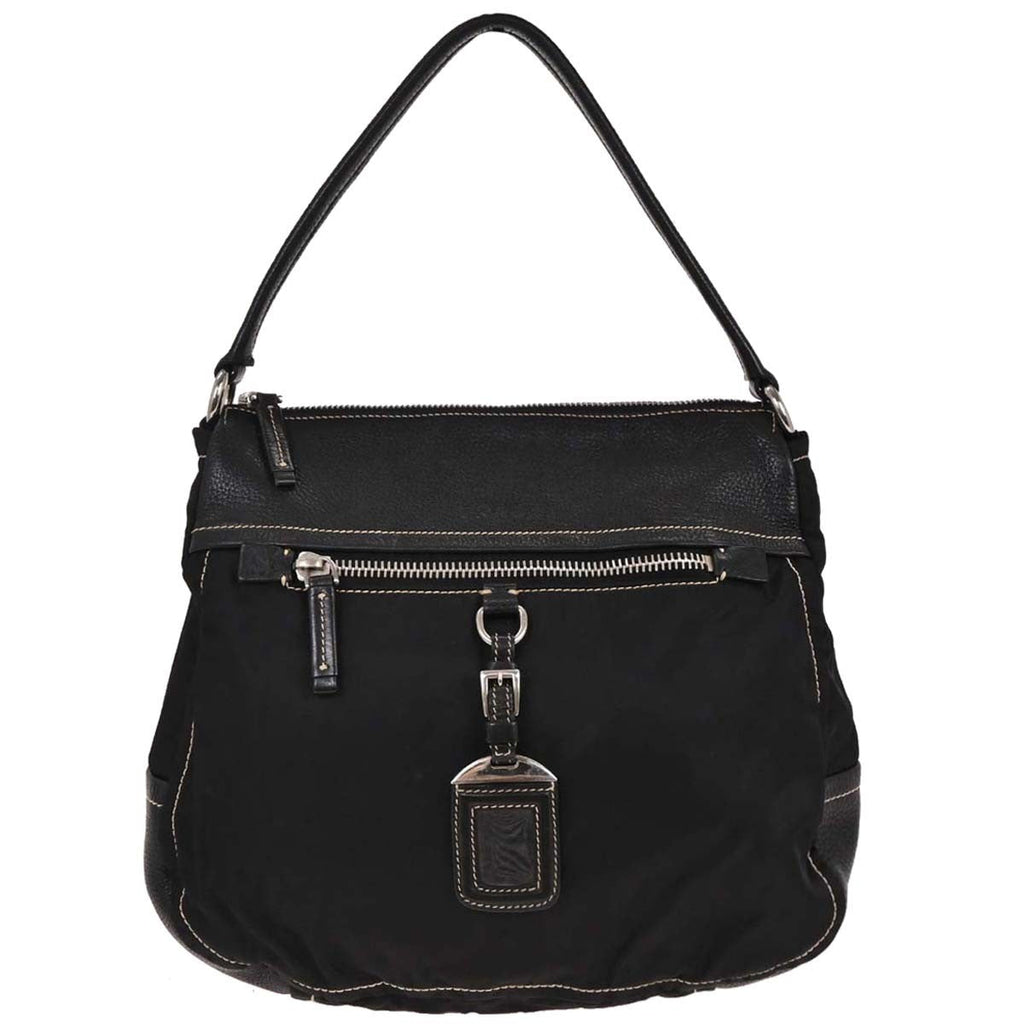Prada Vintage Shoulder Bag Nylon And Leather Black Nylon Shoulder Bag Bag