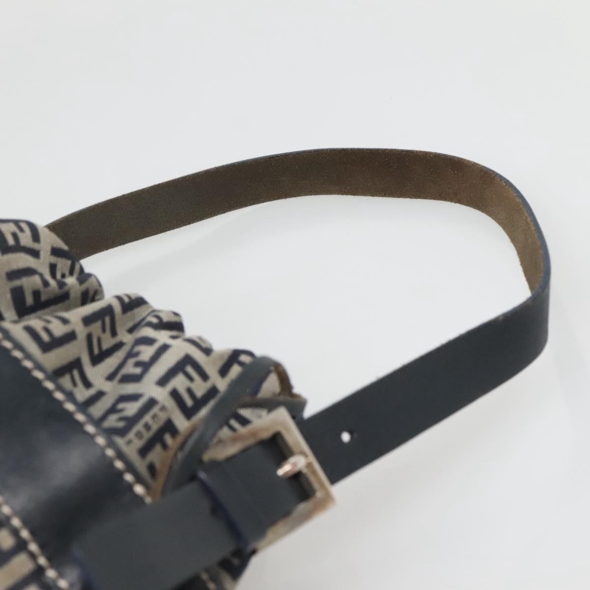 Fendi Ff Logo Mon Tresor Bucket Bag Printed Shearling With Leather Navy Canvas Shoulder Bag Bag