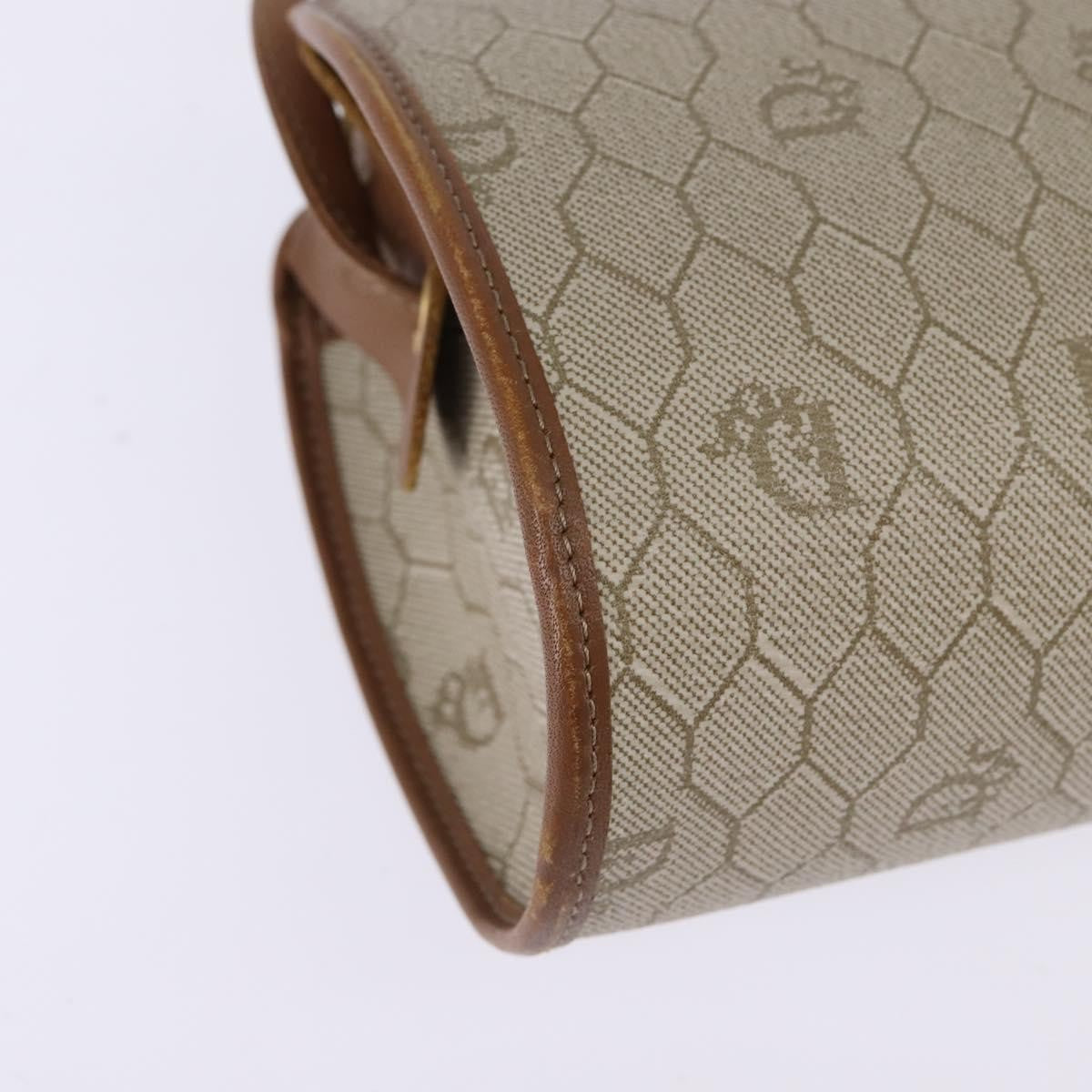 Christian Dior Vintage Honeycomb Shoulder Bag Canvas And Leather Beige Canvas Bag (Pre-Owned)
