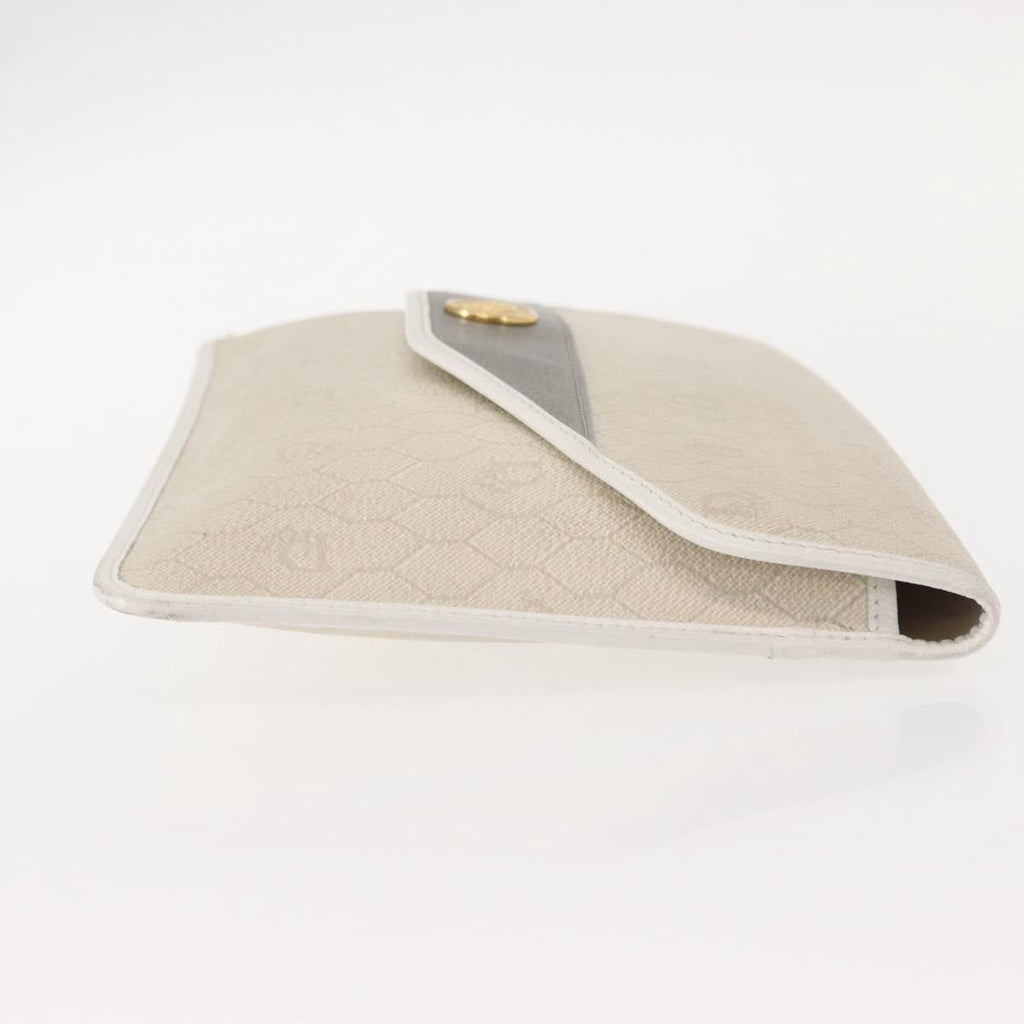 Christian Dior Vintage Honeycomb Clutch Canvas White Canvas Clutche & Pouche Bag (Pre-Owned)