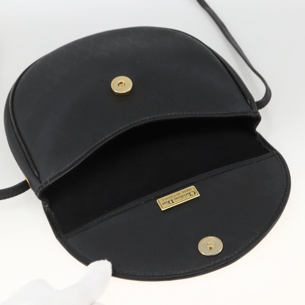 Christian Dior Vintage Honeycomb Shoulder Bag Canvas And Leather Black Canvas Shoulder Bag Bag (Pre-Owned)