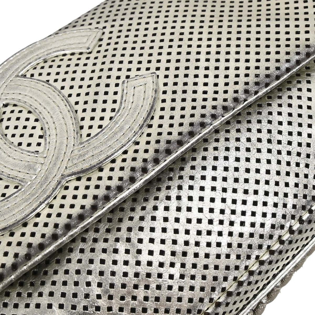 Chanel Chain Flap Bag Quilted Leather Silver Leather Shoulder Bag Bag