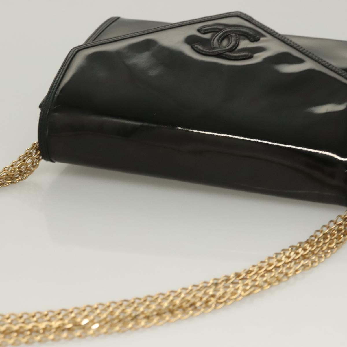 Chanel Cc Envelope Flap Crossbody Patent Leather Black Patent_Leather Clutche & Pouche Bag