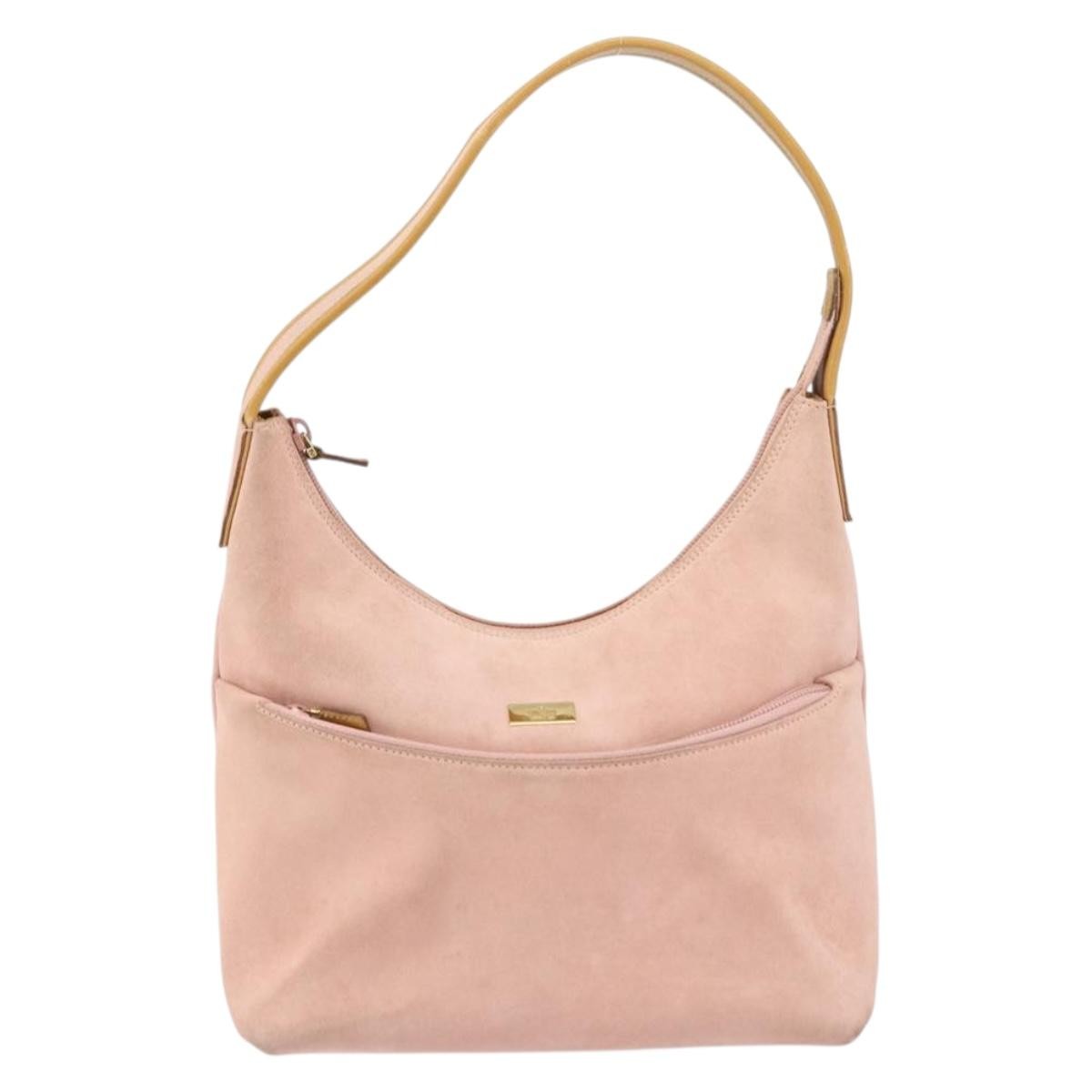 Gucci Vintage Handbag Suede Pink Suede Handbag (Pre-Owned)