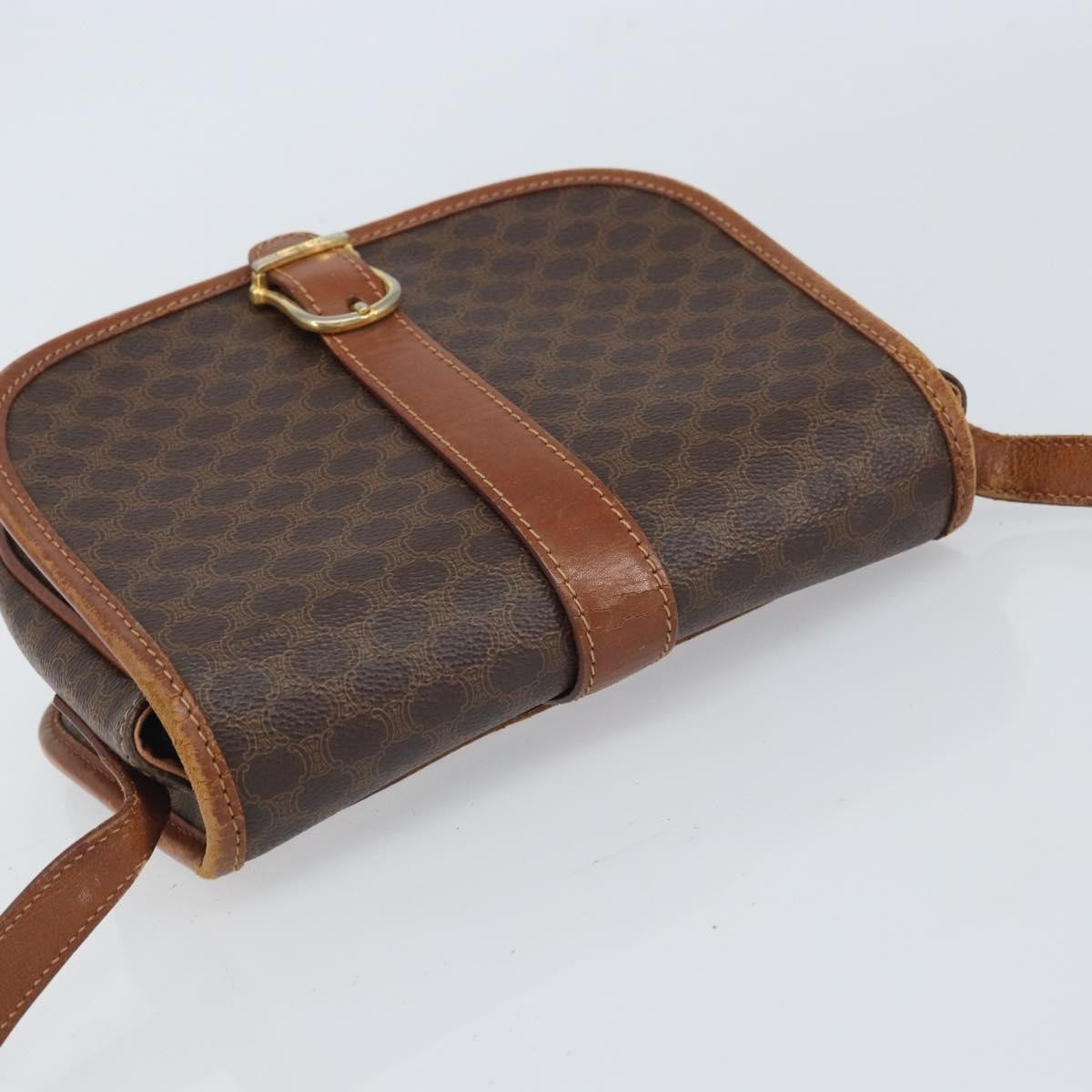 Celine Vintage Macadam Shoulder Bag Canvas And Leather Brown Canvas Shoulder Bag Bag