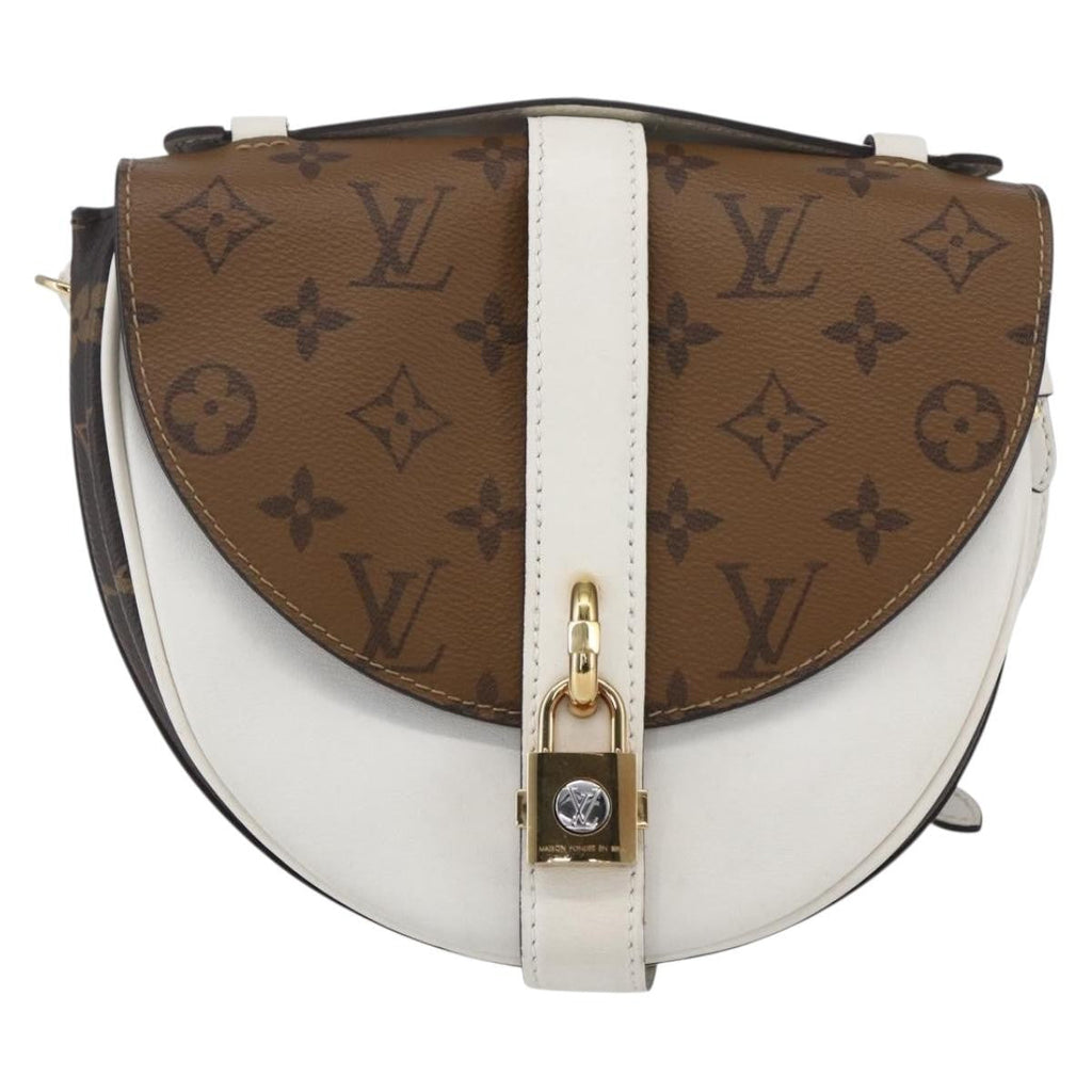 Louis Vuitton Chantilly Lock Handbag Reverse Monogram Canvas And Leather White Leather Shoulder Bag