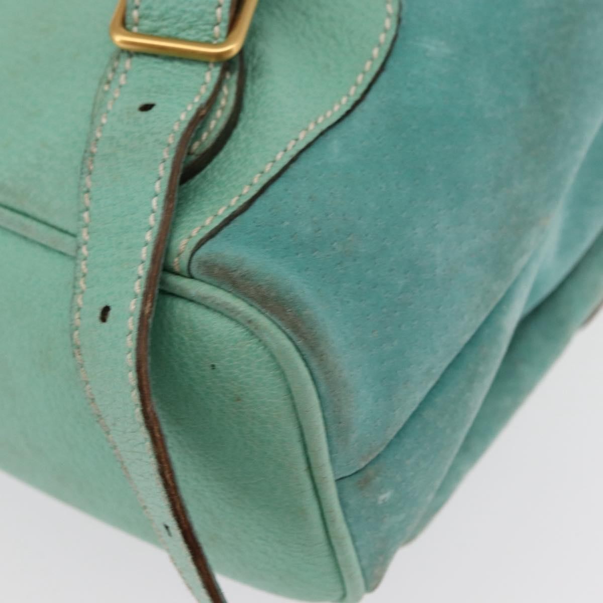 Gucci Vintage Bamboo Backpack Suede Green Suede Backpack Bag (Pre-Owned)