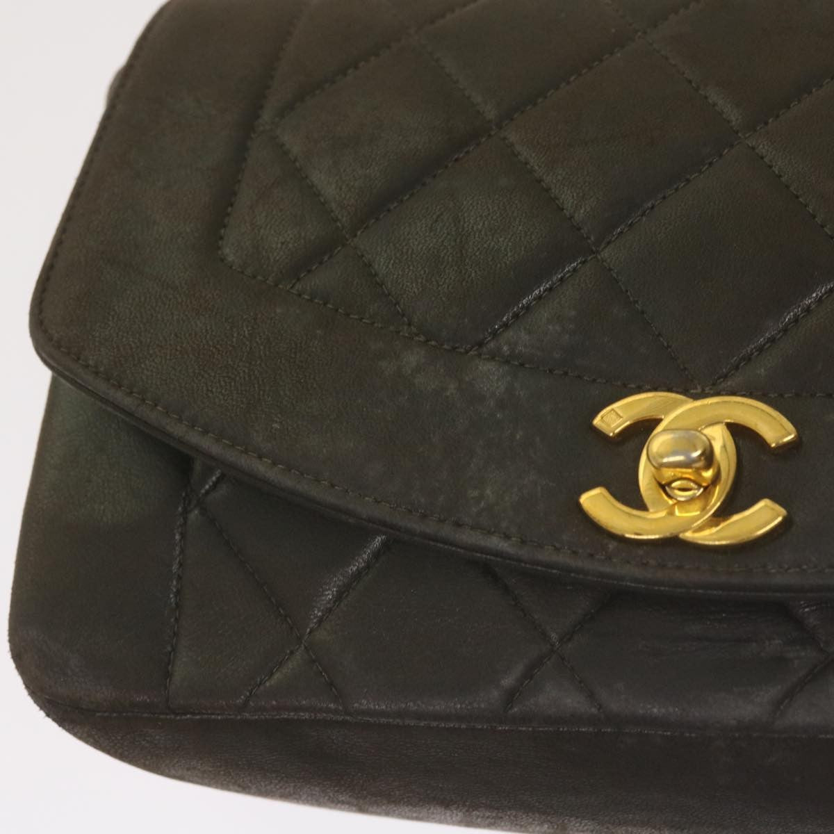 Chanel Vintage Diana Flap Bag Quilted Lambskin Black Leather Shoulder Bag Bag