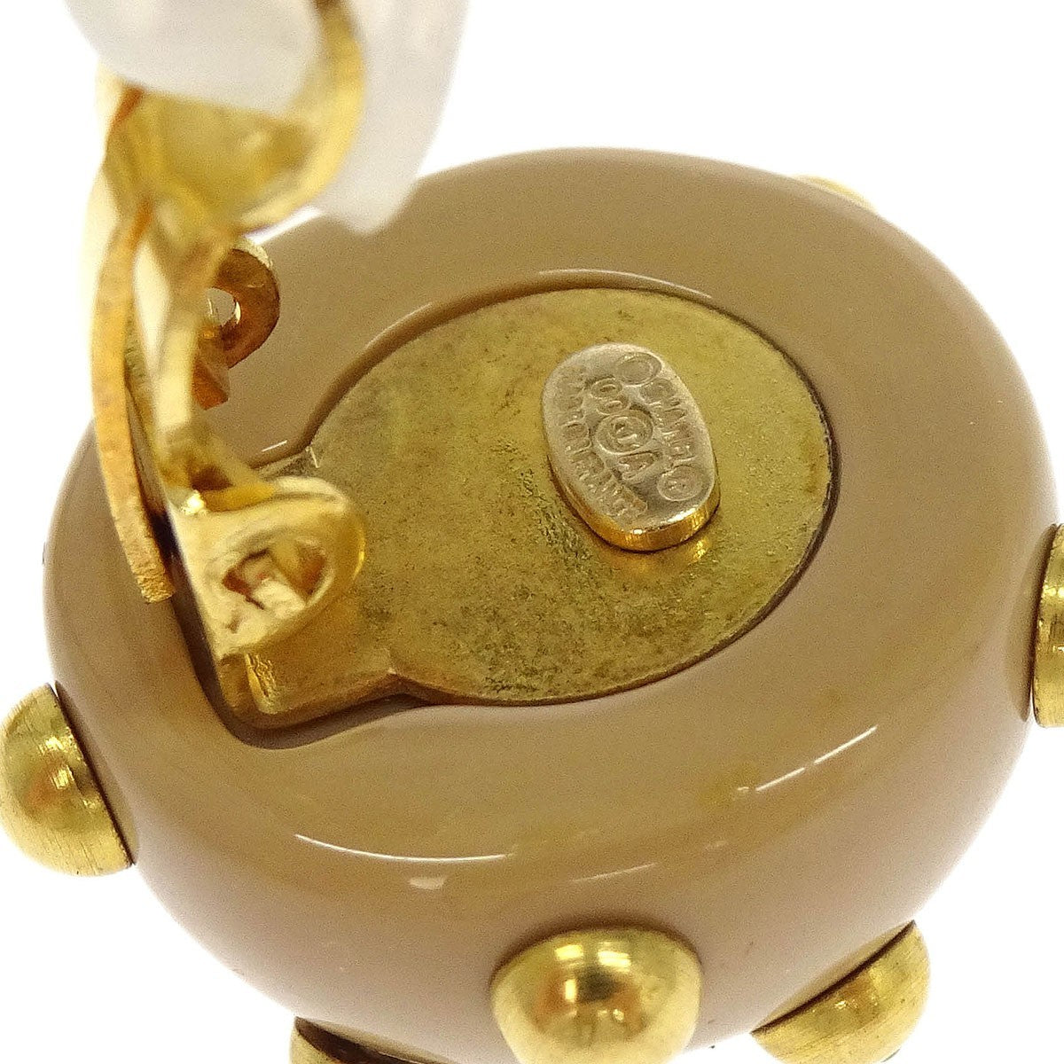 Chanel Vintage Cc Round Cutout Clip-On Earrings Metal Beige Gold_Plated Earrings Jewelry
