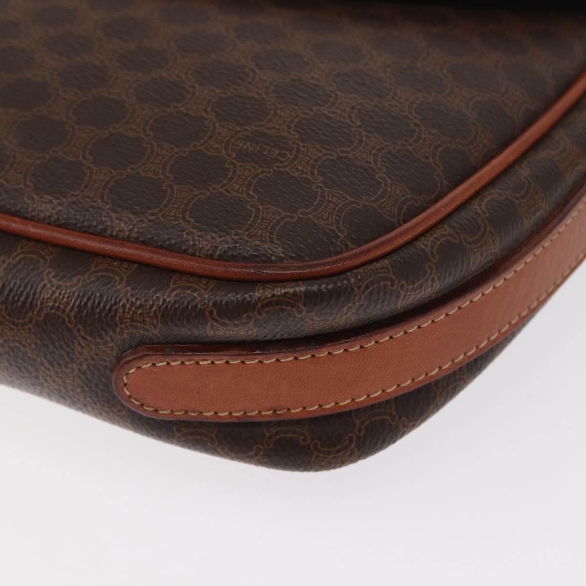 Celine Vintage Macadam Shoulder Bag Canvas And Leather Brown Canvas Shoulder Bag Bag