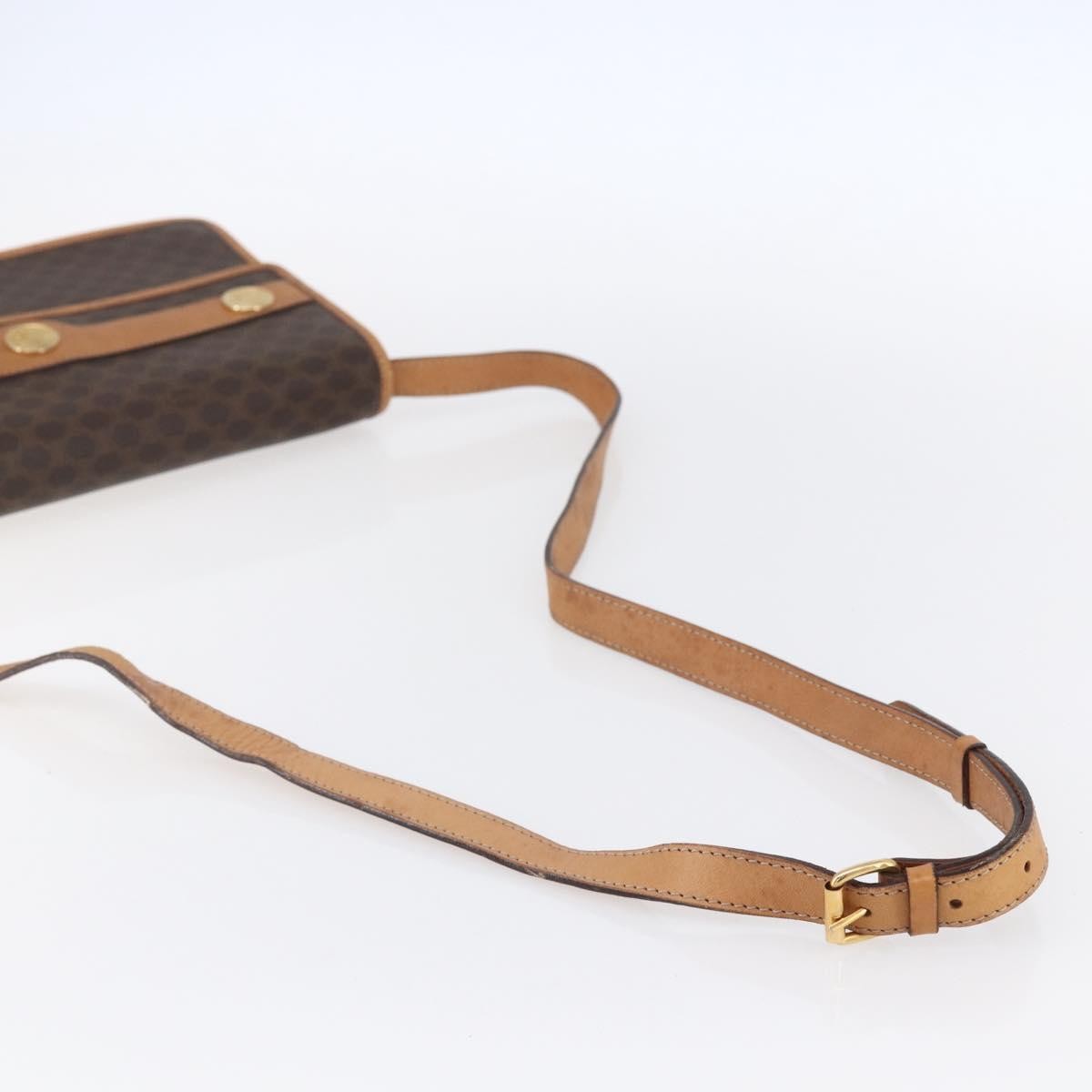 Celine Vintage Macadam Shoulder Bag Canvas And Leather Brown Canvas Shoulder Bag Bag